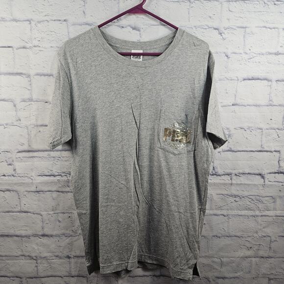 VICTORIA’S SECRET PINK POCKET TEE SHIRT BLING!! GREY SIZE SMALL - Picture 1 of 4